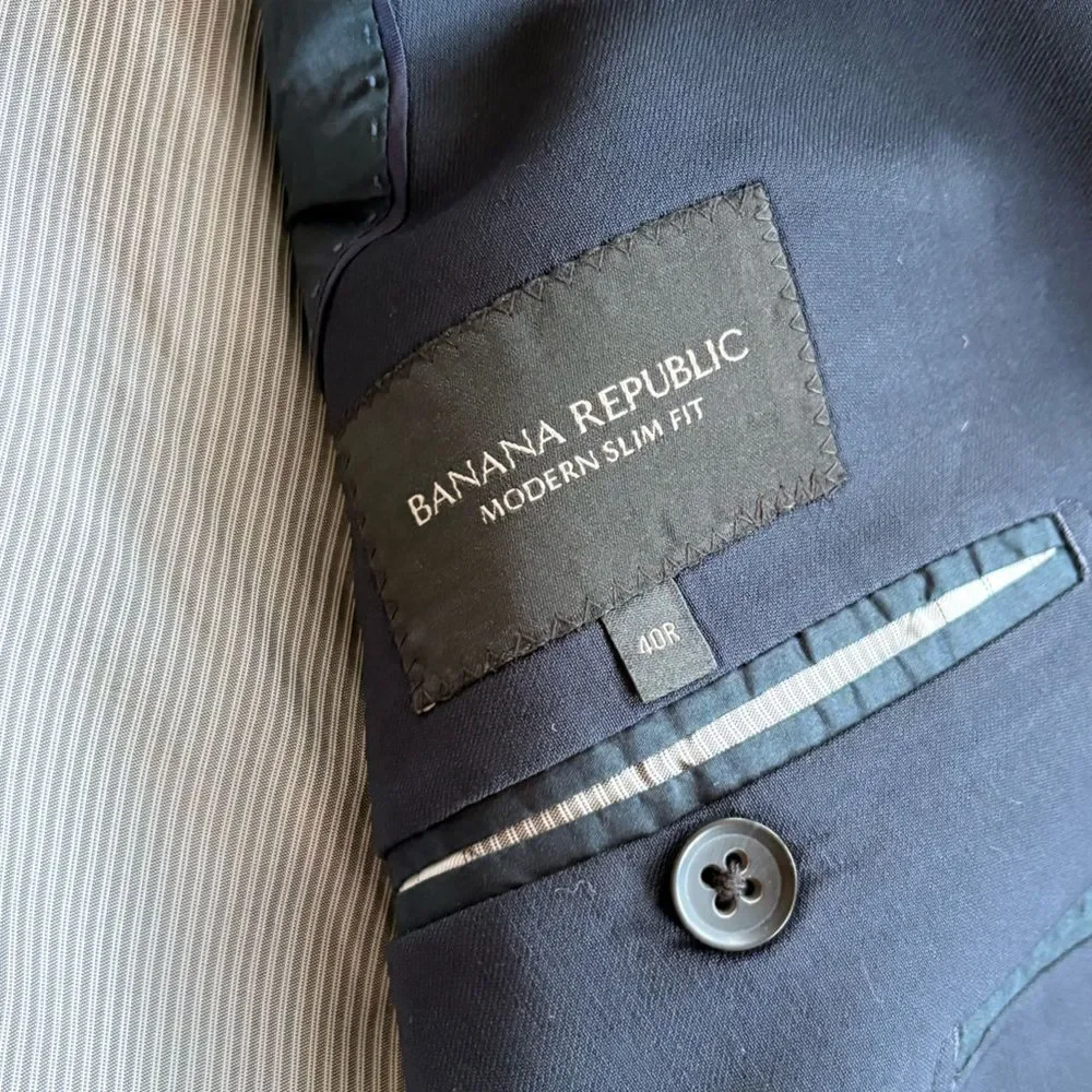 Banana Republic Men’s Dark Navy Slim Fit Blazer Modern Fit Suit Jacket Business